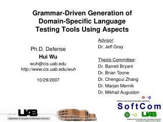 Grammar-Driven Generation of Domain-Specific Language Testing Tools Using Aspects