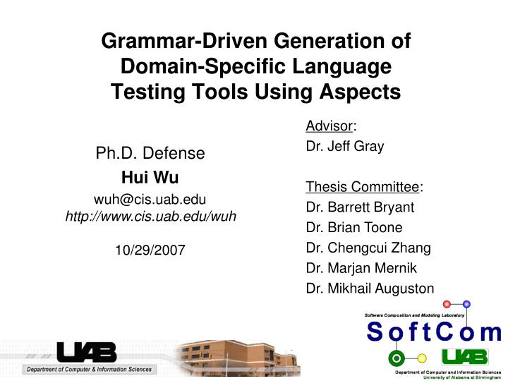 grammar driven generation of domain specific language testing tools using aspects