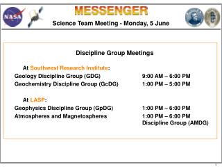 Science Team Meeting - Monday, 5 June