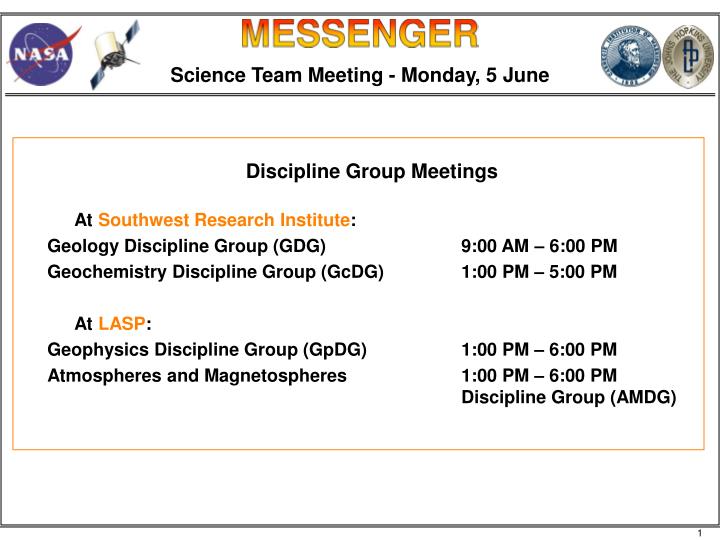 science team meeting monday 5 june