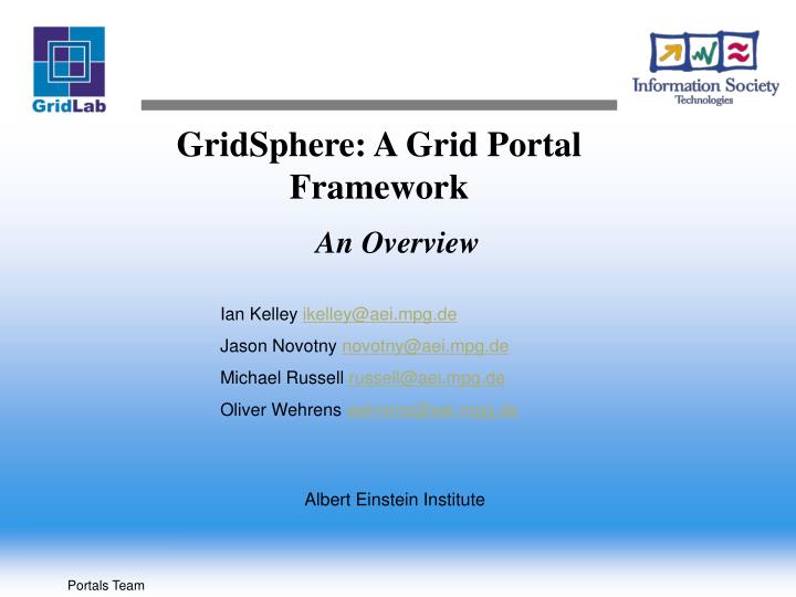 gridsphere a grid portal framework
