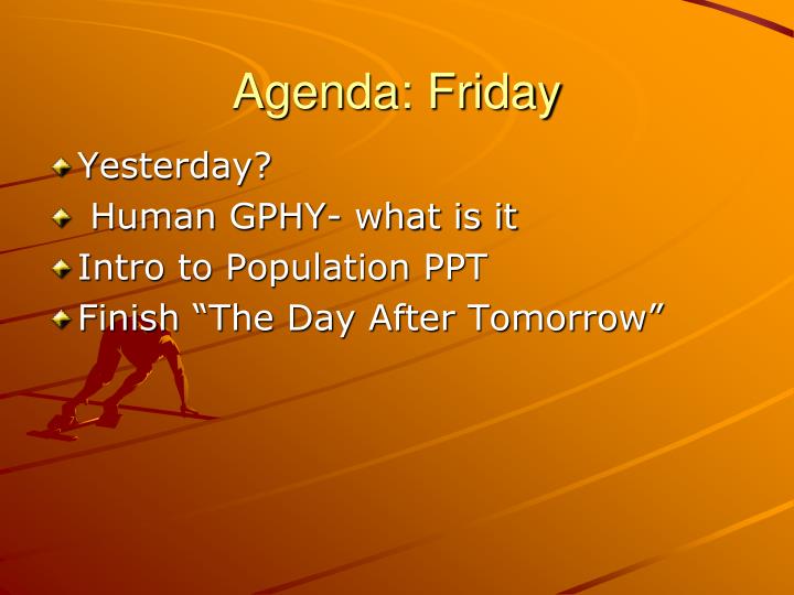 agenda friday