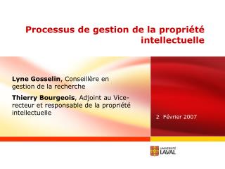 processus de gestion de la propri t intellectuelle