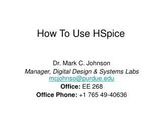 How To Use HSpice
