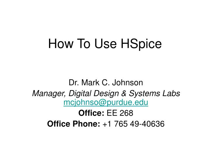 how to use hspice