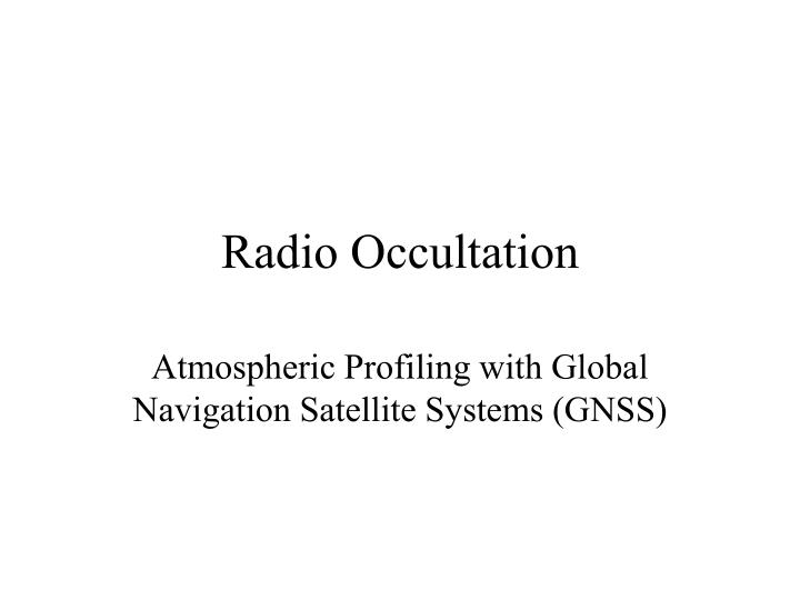 radio occultation