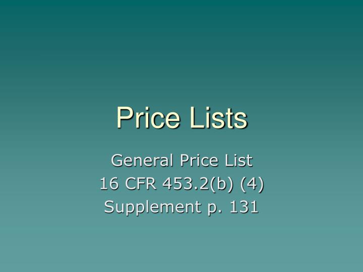 price lists