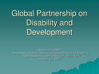 Global Partnership on Disability and Development