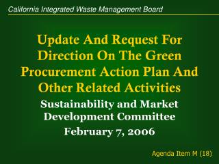 Update And Request For Direction On The Green Procurement Action Plan And Other Related Activities