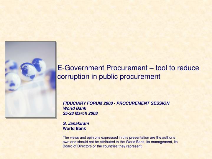 e government procurement tool to reduce corruption in public procurement