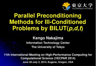 Parallel Preconditioning Methods for Ill-Conditioned Problems by BILUT( p,d,t )