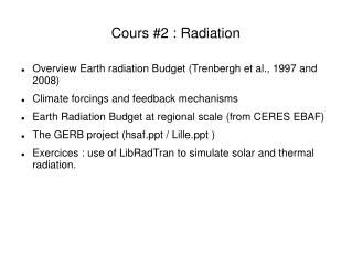 Cours #2 : Radiation