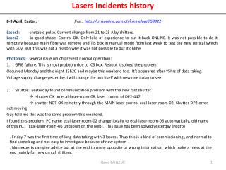 Lasers Incidents history