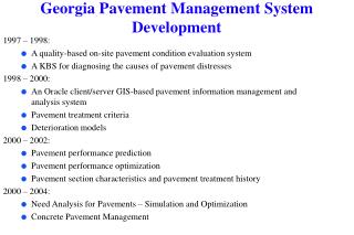 Georgia Pavement Management System Development
