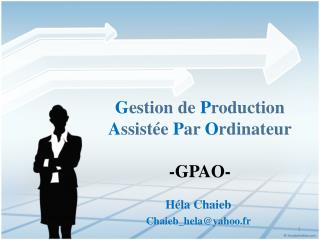 g estion de p roduction a ssist e p ar o rdinateur gpao