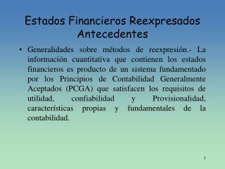 estados financieros reexpresados antecedentes