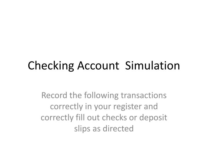 checking account simulation