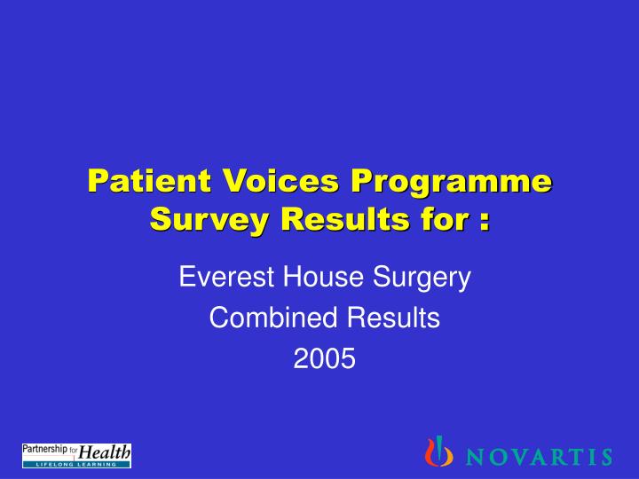 patient voices programme survey results for