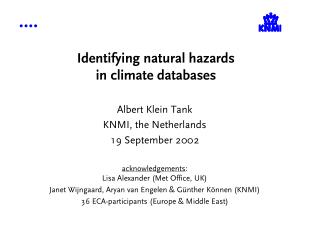 Identifying natural hazards in climate databases
