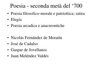 poesia seconda met del 700