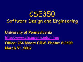 CSE350 Software Design and Engineering