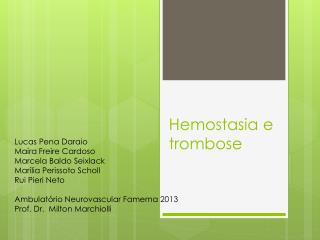 hemostasia e trombose