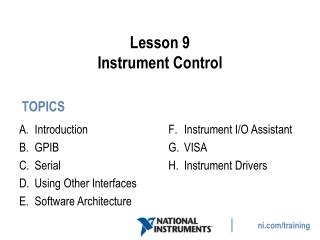Lesson 9 Instrument Control