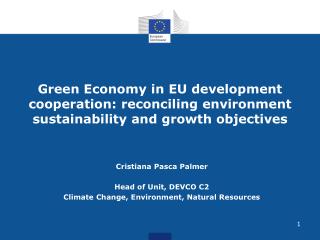 Cristiana Pasca Palmer Head of Unit, DEVCO C2 Climate Change, Environment, Natural Resources