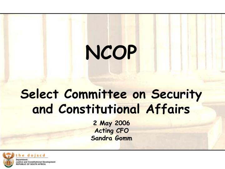 ncop select committee on security and constitutional affairs