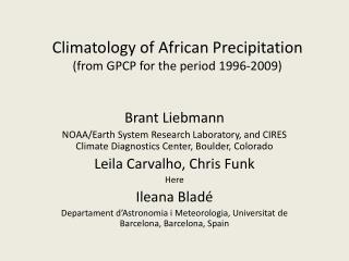 Climatology of African Precipitation (from GPCP for the period 1996-2009)