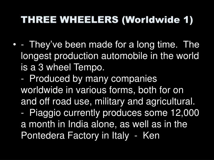 three wheelers worldwide 1