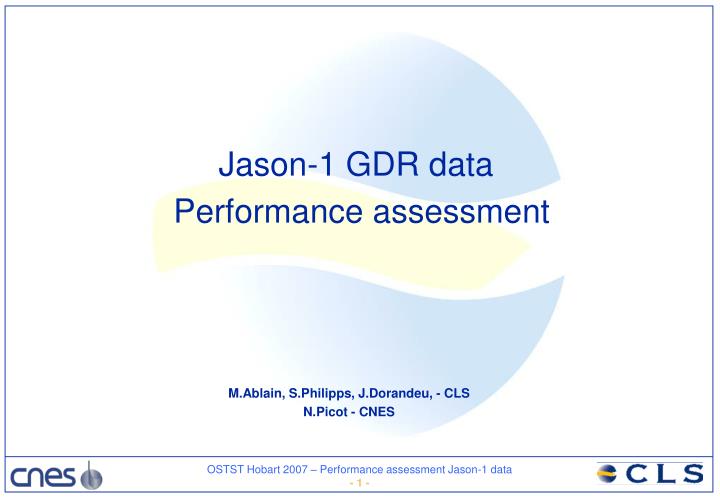 jason 1 gdr data performance assessment