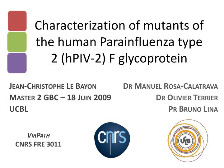 characterization of mutants of the human parainfluenza type 2 hpiv 2 f glycoprotein