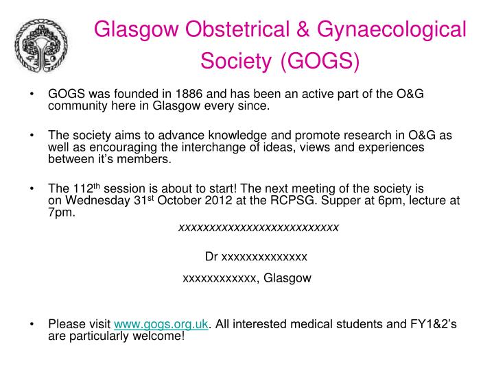 glasgow obstetrical gynaecological society gogs