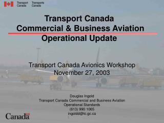 Transport Canada Commercial &amp; Business Aviation Operational Update