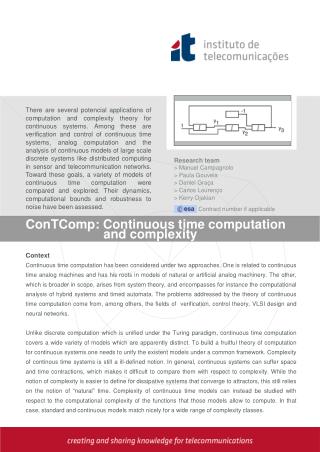 ConTComp: Continuous time computation 	 and complexity