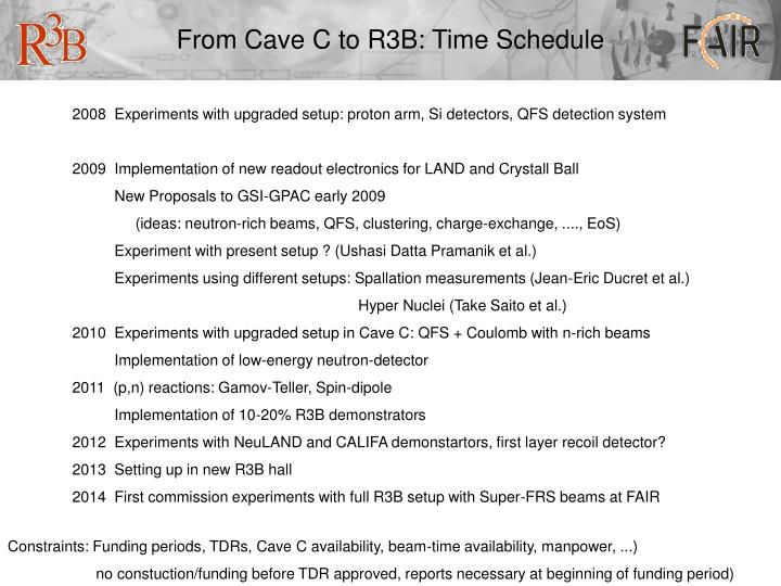 from cave c to r3b time schedule