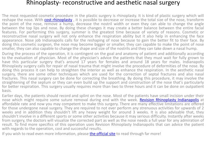 rhinoplasty reconstructive and aesthetic nasal surgery