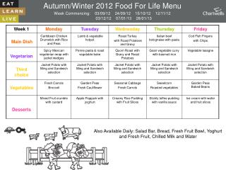 Autumn/Winter 2012 Food For Life Menu