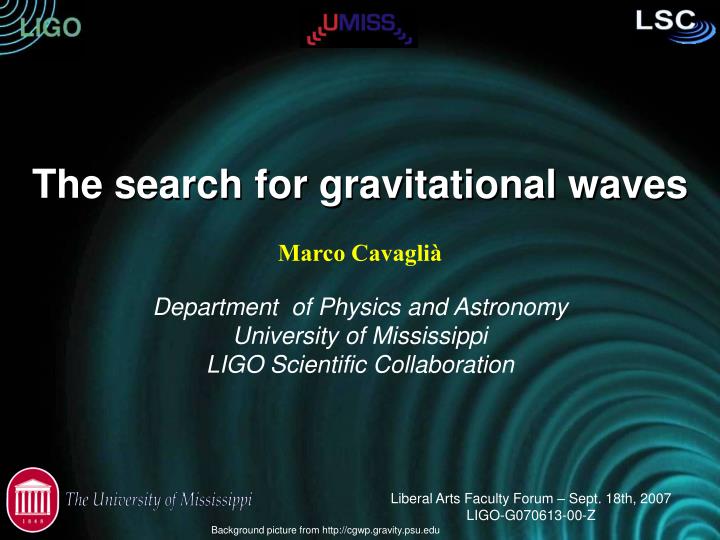 the search for gravitational waves