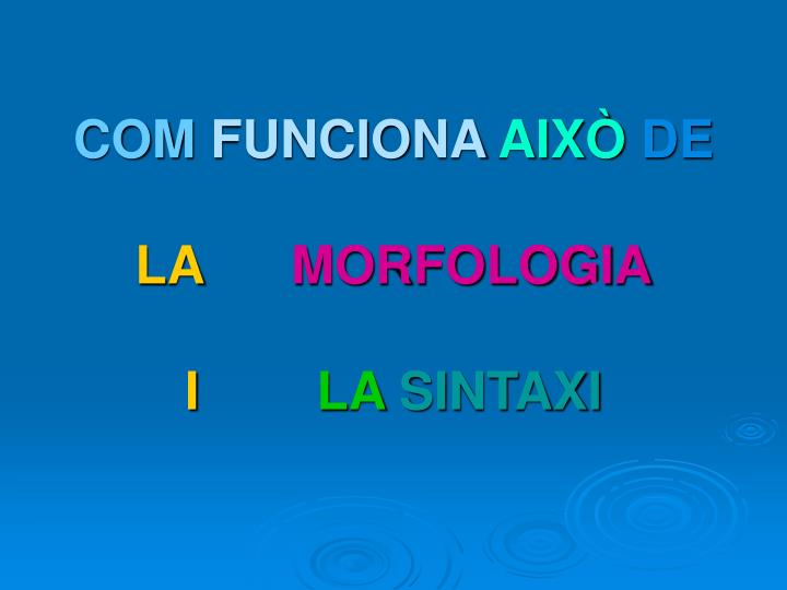 com funciona aix de la morfologia i la sintaxi