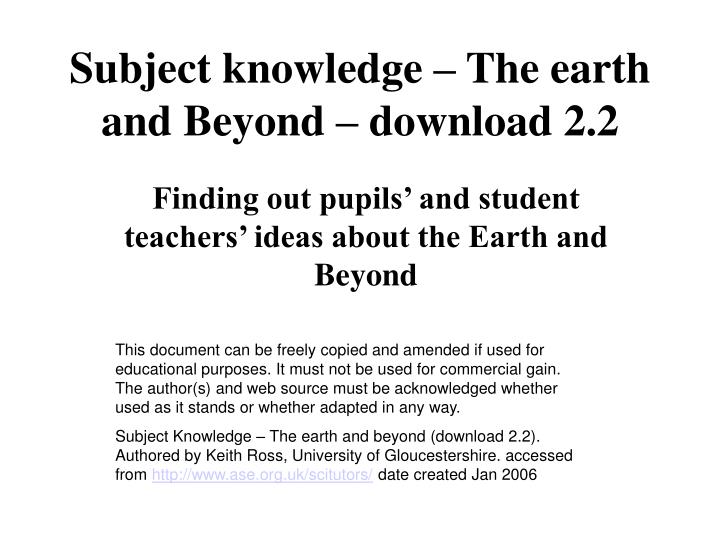 subject knowledge the earth and beyond download 2 2