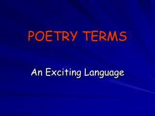 POETRY TERMS