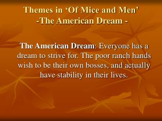 themes in of mice and men the american dream