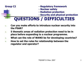 Can you make efforts to introduce nuclear security into the PSAR?