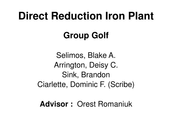 direct reduction iron plant