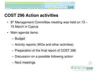 COST 296 Action activities