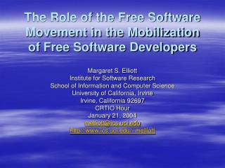 The Role of the Free Software Movement in the Mobilization of Free Software Developers