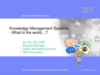 Knowledge Management Systems - What in the world…?