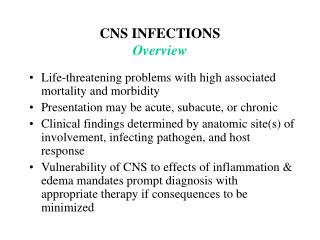 CNS INFECTIONS Overview